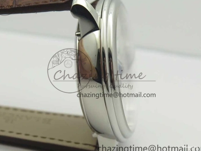 0712 Upgraded Villeret Quantième Complet 8 Jours SS Complicated Function OMF 1:1 Best Edition White Dial on Brown Leather Strap A 7983